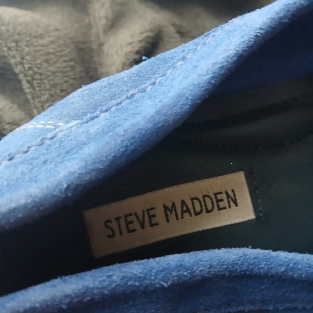 Steve Madden Levon Loafers 12 Blue Suede Penny Slip On Espadrille Trim Mens